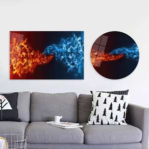 Art mural abstrait élégant Feu et Glace en verre - Décoration sur toile imprimée, ART EN VERRE TÉMPERÉ - Product Image 1