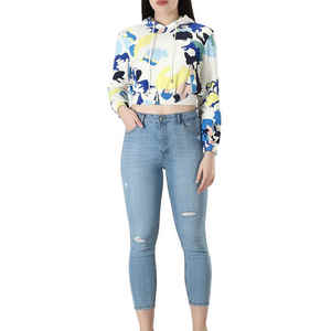 Sudaderas con capucha cortas de manga recortada personalizadas para mujer, de estilo único de manga larga sudaderas con capucha, ropa de gimnasio, sudaderas con capucha transpirables recortadas para mujer - Product Image 3