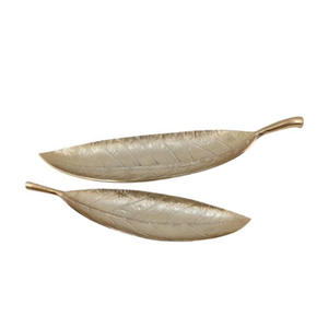 Meilleure vente plateau décoratif en métal plaqué or plateaux faits à la main feuille plateau de service alimentaire pour la décoration de la maison sèche - Product Image 1