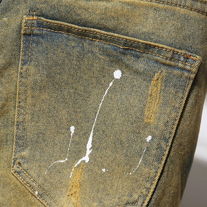 กางเกงขาสั้นผ้ายีนส์ระบายอากาศได้ดีของผู้ชายกางเกงยีนส์สีขาวลำลองสีทึบกันน้ำมีสายรัดเอวสูง - Product Image 5