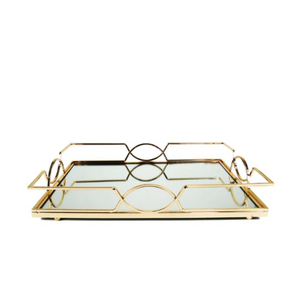 <b>Rectangle</b> Metal <b>Mirror</b> Gold Decorative Tray Usage Home Hotel Restaurant Bar Kitchenware Table Decor Made in India Wholesale 2023 - Product Image 1