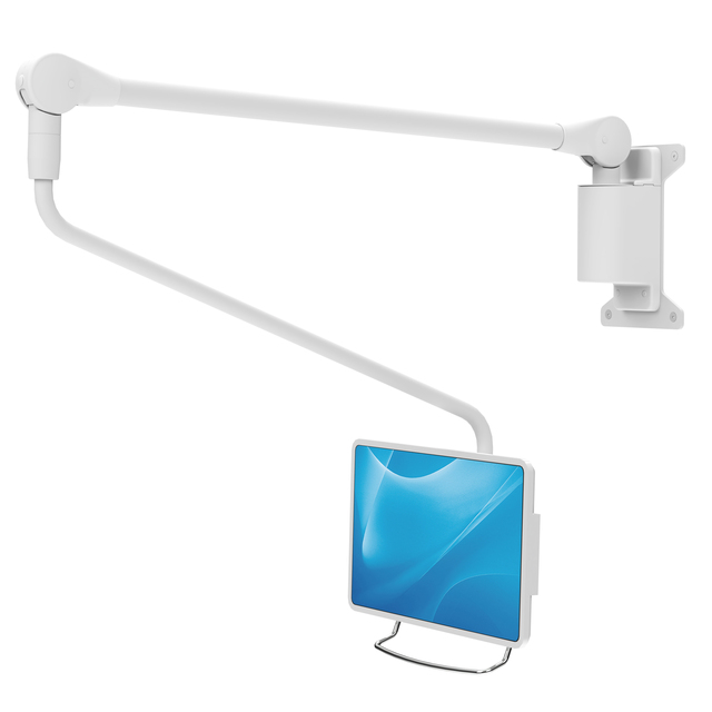 Slim 2.5Kgs Load Capacity Full Motion Hospital LCD TV/Tablet Monitor Arm Mount 75/100mm VESA Compatibility White REACH/RoHS