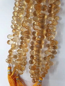 Cuentas de Citrino 100% Piedra Preciosa, Forma de Gota Facetada, Color Citrino Oscuro Intenso, para la Elaboración de Joyas y Manualidades - Product Image 3