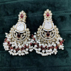 Pendientes Jhumki Indios en Oferta, Pendientes de Circonita Chapados en Oro Antiguo, Joyería para Mujer, Pendientes de Perlas, Joyería para Mujer - Product Image 1