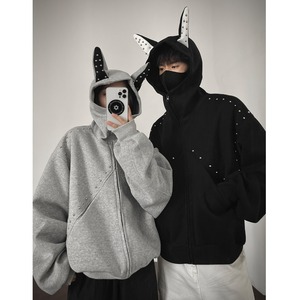 Sudadera con capucha con cremallera de algodón liso de alta calidad para hombre personalizada al por mayor cremallera pesada de 500GSM - Product Image 5