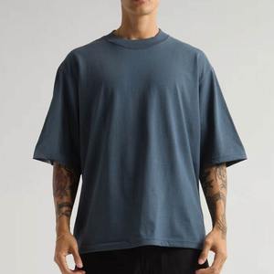 T-shirt en toile vintage surdimensionné pour homme, coupe ample, anti-froissement, respirant, 100% coton, manches courtes, haute qualité, logo personnalisé en vrac - Product Image 5