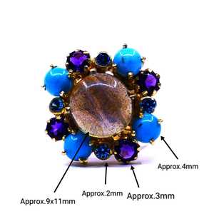 แหวนเงินแท้925ชุบทองด้วยพลอยอเมทิสต์ลาบราดอไลท์สีเทอร์ควอยสเตอร์ - Product Image 6