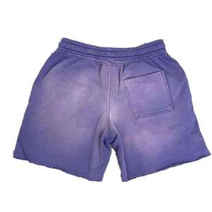 <b>Men's</b> <b>Vintage</b> Streetwear High Quality French Terry Sweat <b>Shorts</b> Heavyweight Distressed Acid Wash Custom Embroidered 100% Cotton - Product Image 2