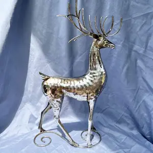 사무실 책상 장식을위한 프리미엄 품질 알루미늄 사슴 서 조각 우아한 디자인 금속 사슴 동물 조각