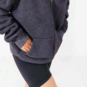 Sudadera con capucha con cremallera de ácido personalizada para mujer, aspecto sólido Vintage, gran tamaño, poliéster, algodón, informal, invierno, respetuoso con el medio ambiente - Product Image 5