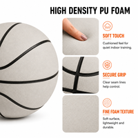 Ballon de basketball silencieux pour entraînement en salle, taille 7, 29,5 pouces, mousse PU 340g, toucher doux, faible bruit, fabrication OEM