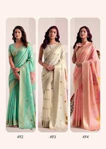 Collection Pallu Saree en jacquard de lin doux en soie de qualité supérieure Big Fancy for Party Wear Vêtements indiens et pakistanais au prix de gros - Product Image 6