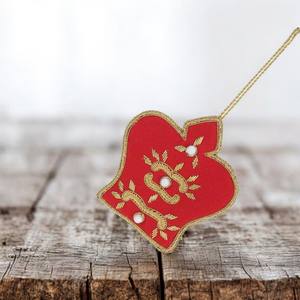 Adorno Colgante Premium con Trabajo de Zari Rojo |   Artículo de Decoración Artesanal para el Hogar y Festivales Indios, Producto de Exportación - Product Image 3