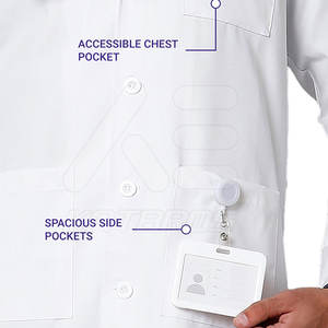 Uniformes hospitaliers unisexes sur mesure en gros blouse de laboratoire à bas quantité minimale de commande manteau de gommage confortable et élégant - Product Image 6