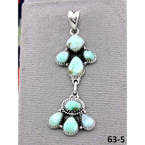 Pendentifs artisanaux Paloma et en argent sterling du sud-ouest avec technologie d'incrustation de turquoise à la sangle de monture - Product Image 1