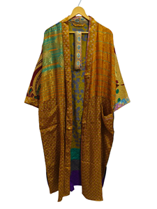 Robe portefeuille indienne tunique sari robe robe de mariée robe de maternité robe cadeau robe de plage fête porter indien imprimé soie sari kimono, - Product Image 4