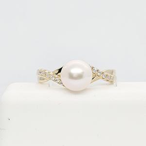 Anillo de Compromiso Clásico de Joyería, Anillo de Perlas Naturales de Agua Dulce Redondas Blancas con Diamantes de 18K, 14K y 9K para Mujer - Product Image 3