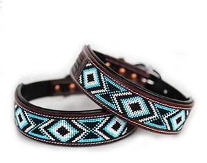 Collar de perro con cuentas de semillas coloridas, Collar de perro de cuero puro hecho a mano y con cuentas, Collar de perro con cuentas de semillas personalizado, se acepta personalizado - Product Image 3