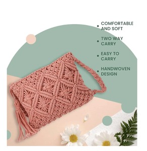 Monedero de ganchillo tejido a mano de la mejor venta, bolso de mano de verano de ganchillo para mujer al por mayor de India - Product Image 3