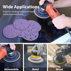 批发砂盘6英寸陶瓷Velcro砂盘8孔陶瓷磨料60粒度木和汽车车身钩环砂纸 - Product Image 6