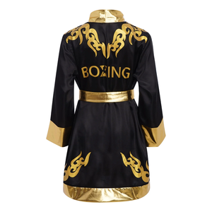 Robe de boxe pour enfants, garçons et filles, costume d'entraînement, manches longues, devant ouvert, robe de boxeur en satin métallique avec ceinture, ensemble pour fête d'Halloween - Product Image 2