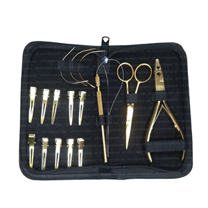 Compre herramientas de extensión de cabello de acero inoxidable 100% Alicates de herramientas de bucle de tracción dorados negros con estuche de cuero - Product Image 5
