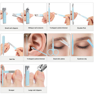 10 Piece <b>Nail</b> <b>Kit</b>, Manicure <b>Kit</b>, Manicure Pedicure Set Toenail Clippers, Manicure <b>Kit</b> Pedicure <b>Kit</b> Luxurious Case - Light Blue - Product Image 3