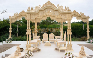 Hermosa boda de Bollywood Mandap romano de la mejor calidad encantador blanco Marruecos fibra Mandaps DST exportaciones grandes eventos lugares de fiesta - Product Image 2