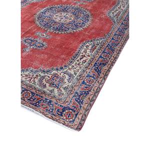 Tapis en laine noué à la main vintage, motif médaillon rouge et orange, grande surface 9x12 pour la décoration du salon, nom du produit Pae-2029 - Product Image 2