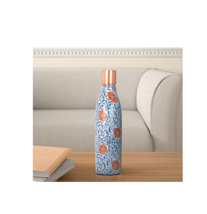 Bouteille d'eau en cuivre imprimé en émail personnalisée pot de bouteille d'eau en cuivre pur fait à la main vintage avec une qualité incroyable - Product Image 1