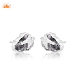 Elegante estilo nube dendrita piedra preciosa hermosa cada ocasión pendientes de tuerca fabricante de joyería personalizada - Product Image 3