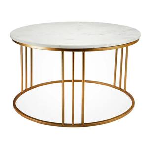 Mesa de centro de mármol blanco para sala de estar de lujo de diseño moderno, venta al por mayor, alambre dorado, Base de acero inoxidable, colección exclusiva - Product Image 1