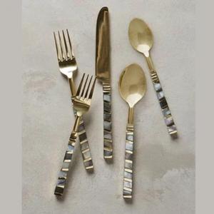 Juego de cubiertos con mango de resina y PVD Dorado de la mejor calidad, juego de cubiertos con mango de diseño especial para Hotel, restaurante, juego de cocina de regalo para el hogar - Product Image 6