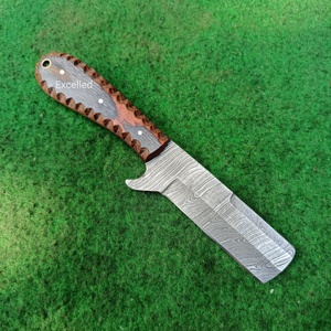 มีดตัดวัวเหล็กดามัสกัสใช้สำหรับตั้งแคมป์ล่าสัตว์มีดคาวบอยแบบตายตัวพร้อมปลอกหนังมีดแบบญี่ปุ่น - Product Image 1