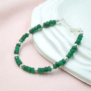 925 Sterling Silver Fine Charm <b>Bracelet</b> with Emerald Corundum Elegant and Luxurious Accessory - Product Image 3