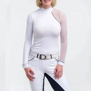 High Quality OEM Custom Logo Short Sleeve Horse Riding Sports Wear <b>Women's</b> Equestrian <b>Polo</b> Shirt - Product Image 4