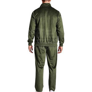 Hombres Slim Fit Velvet Chándal Sudadera con capucha y Jogger Set OEM Fábrica al por mayor de terciopelo Chándal - Product Image 2