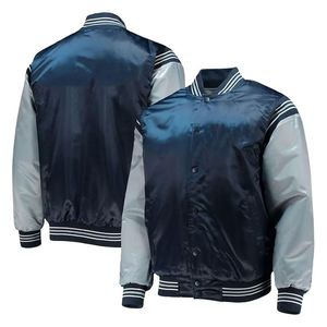 Chaqueta Universitaria Personalizada de Primavera para Equipos, Unisex, de Satén y Spandex/Poliéster, Venta al Por Mayor OEM |   Cierre de cremallera transpirable con logo de béisbol - Product Image 4