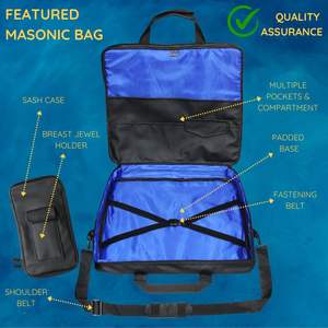 Elegante bordado artesanal al por mayor masónico cuero delantal caso con saludable parche bordado punto de cruz y costura - Product Image 5