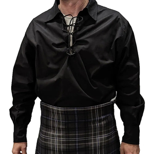 Chemise en lin jacobite avec lacets classiques sur le devant Idéal pour les reconstitutions et les vêtements décontractés Confortable Mens Scottish Jacobite - Product Image 2