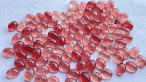 Natural <b>Strawberry</b> Quartz Oval Cabochon Gemstone 3x5mm 13x18mm Flat Back Loose Gemstones - Product Image 3