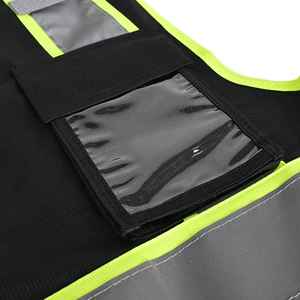 Gilet de sécurité réfléchissant noir unisexe haute visibilité avec bande logo OEM ingénieur en construction poches de sécurité vêtements réfléchissants - Product Image 3