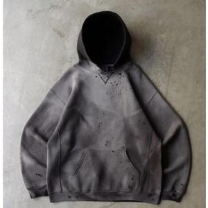 Custom Logo Blank Initial Heavyweight Jersey Cotton Hoodies With Big Hood Mens Baggy <b>Grunge</b> <b>Hoodie</b> Sun Fade Acid Wash - Product Image 3