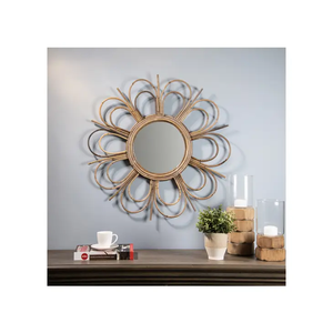 กระจกกรอบหวายทำมือสุดหรูสำหรับตกแต่งห้องนั่งเล่นกระจกหวายสำหรับตกแต่งบ้านที่ทันสมัย - Product Image 4