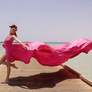 Vestido largo de satén azul volador de satén Tren largo Diferentes colores Sin espalda Últimos diseños de vestidos para damas Mujer