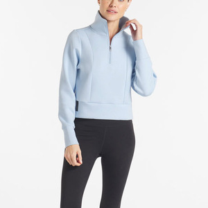 Jersey de lana con media cremallera y logotipo personalizado, 1/4 de cuarto de sudadera con cremallera, sudadera de manga larga de gran tamaño en blanco, chaqueta de lana - Product Image 2