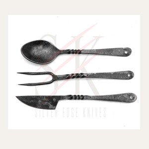 Ensemble de couverts rustiques en acier inoxydable pour mariage élégant ensemble de couverts en métal avec fourchette et cuillère pour banquet, mariage et fête d'hôtel - Product Image 1