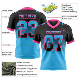 Maille respirante 100% Polyester maillot de Football américain joueur nom motif antibactérien évacuation de l'humidité forme carrée pour - Product Image 2