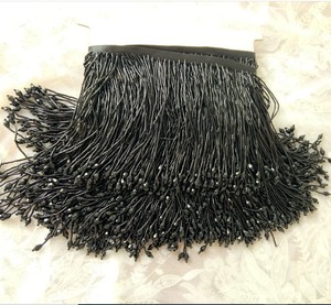 Black <b>Bead</b> Fringe Trim for Haute Couture, <b>Bead</b> Fringe with Teardrop 5yards/lot <b>Bead</b> Tassel Tassels Trim Lace Fringe - Product Image 1