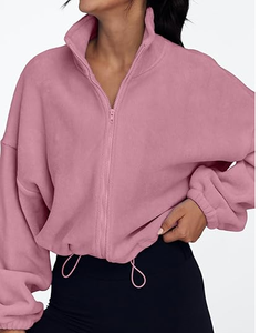 Vestes en polaire pour femmes, sweat-shirts oversize à fermeture éclair, vêtements d'hiver, manches longues, crop top en sherpa, tenues d'automne, mode - Product Image 1